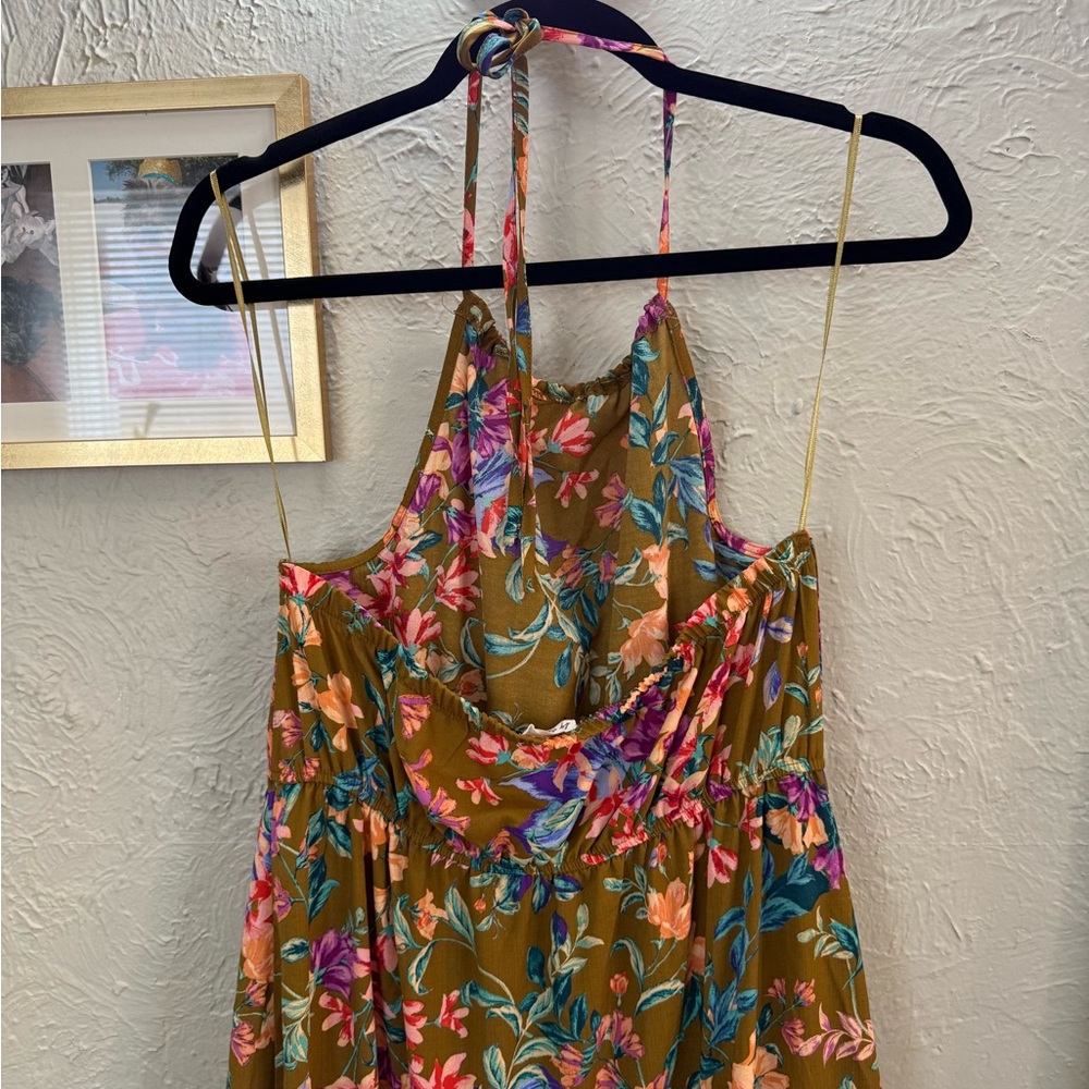 Lightweight & Airy Floral Halter Maxi/Midi Dress (Green/pink/purple/coral/blue) - Picture 6 of 13